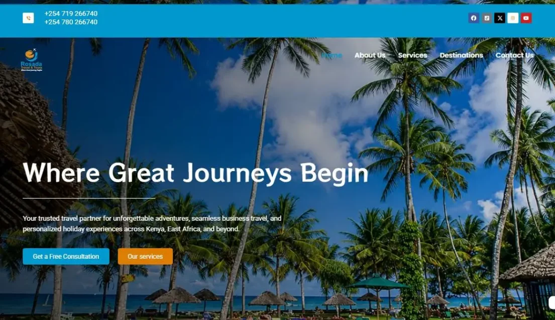 Tourism and hospitality website design project in Kenya